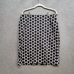 New York & Co Women Skirt 10 White Polka Dots Pencil‎ Career NWT